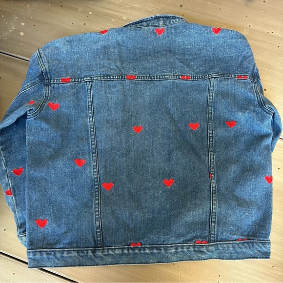Lazy Oaf Heart Embroidered Jean Jacket size SMALL Rare - Picture 5 of 6